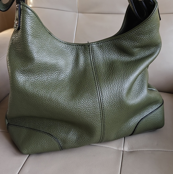 Brand New Green+ Olive Color Genuine Leather Shoulder Bag - Picture 1 of 8